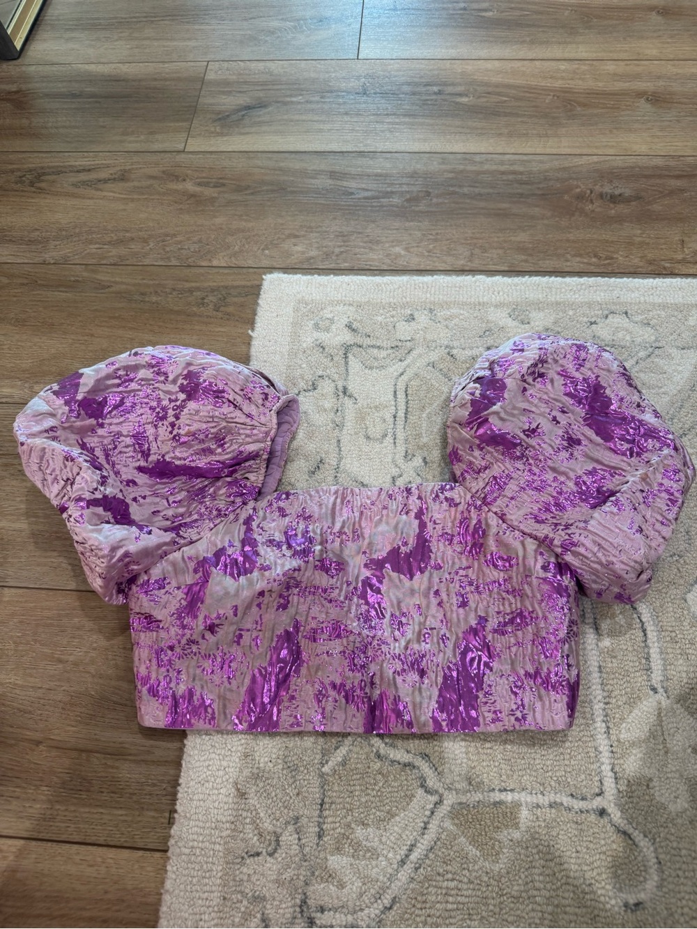Buddy love Purple Puff Sleeve Crop Top - Women's Fashion